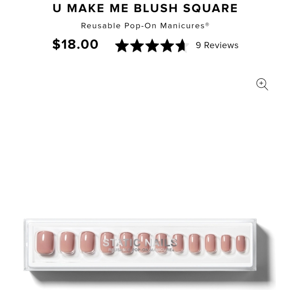 Static Nails U Make Me Blush ROUND Pop-On Manicures (not Square)